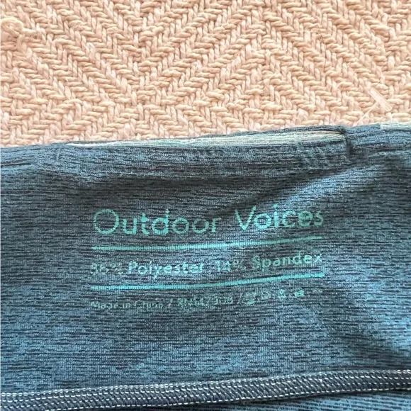 Outdoor Voices Teal Blue Color Blocked 7/8 Leggings Size Medium - Picture 4 of 5
